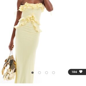 ASOS Light Yellow Ruffle Maxi Dress